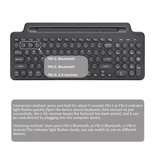 Wireless 2.4G Bluetooth Keyboard Intelligent Touchpad Keyboard Card Slot Numeric Gamer Keypad for Android IOS Windows Laptop PC - Imagem 4