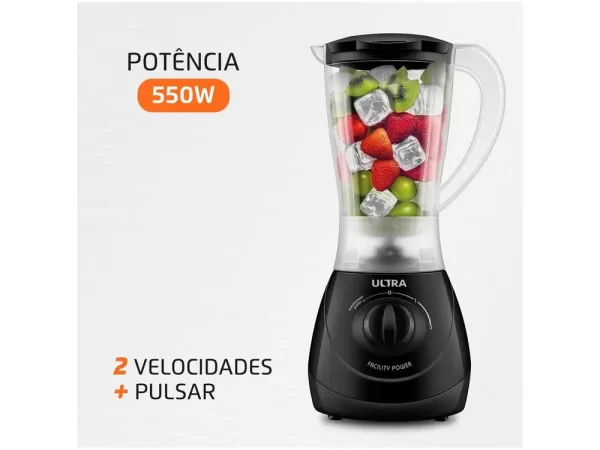 Liquidificador Mondial Ultra Facility Power 2 velocidades 550W preto - 110V - Imagem 2