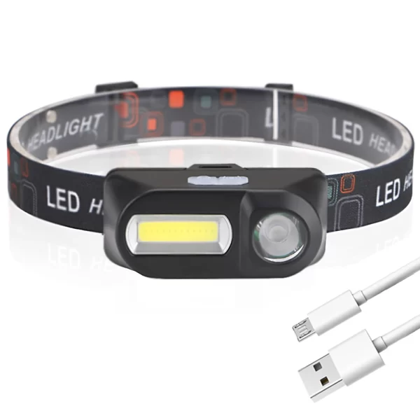 Portable Mini XPE+COB LED Headlamp USB Rechargeable Use 18650 Battery Head Lamp Camping Fishing Headlight Flashlight Torch - Imagem 8