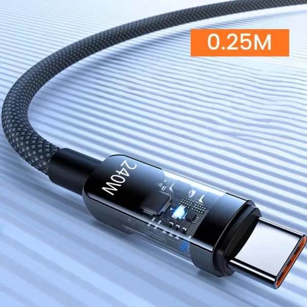 240W QC3.0 USB to Type C Fast Charging Cable Super Fast Charger Cable LED Phone Charger Data Cordfor Samsung Xiaomi Huawei OPPO - Imagem 7