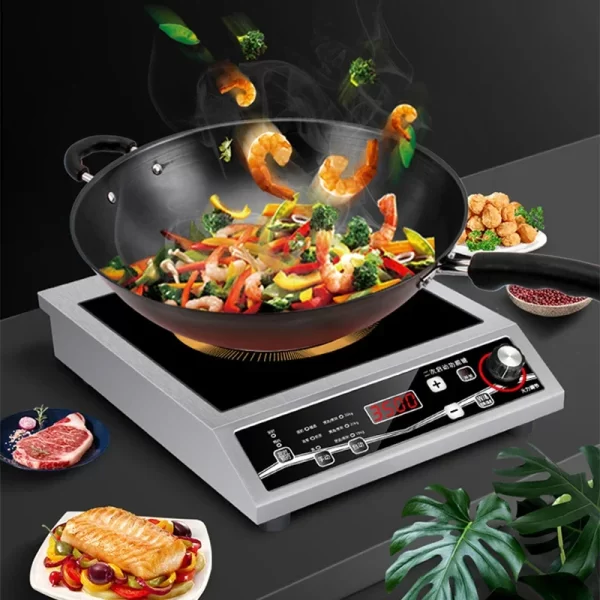 3500W Induction Cooker Commercial high-power single-head Electromagnetic Stove button control maximum load-bearing 50KG 220V - Imagem 5