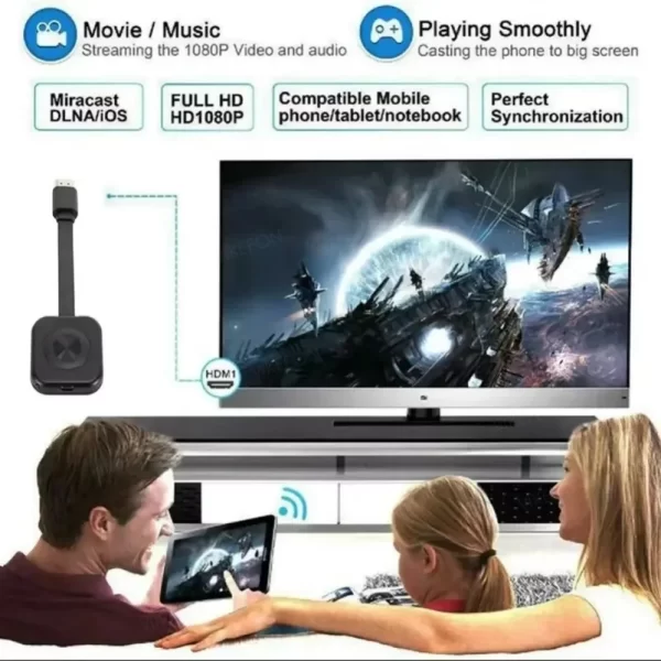 VIKEFON WiFi Receiver Video Transmitter Phone Projector HDMI Mirroring Screen Display Adapter For iOS Android PC TV Receiver - Imagem 3
