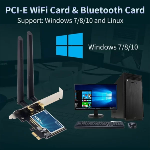 FENVI 1200Mbps Wireless WiFi Card PCIE Adapter FV-AC1200 Dual Band 2.4Ghz/5Ghz 802.11AC For Bluetooth4.0 WiFi Adapter Win7/10/11 - Imagem 5