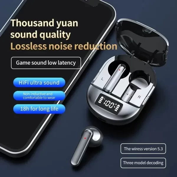 Fones de ouvido intra-auriculares Bluetooth sem fio K40 TWS com tela digital e estéreo de baixa latência para entretenimento e jogos - Imagem 4
