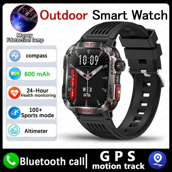 New For Huawei Xiaomi Military GPS Smart Watch Men Flashlight Compass Waterproof Outdoor Sport Tracker Bluetooth Call Smartwatch - Imagem 7
