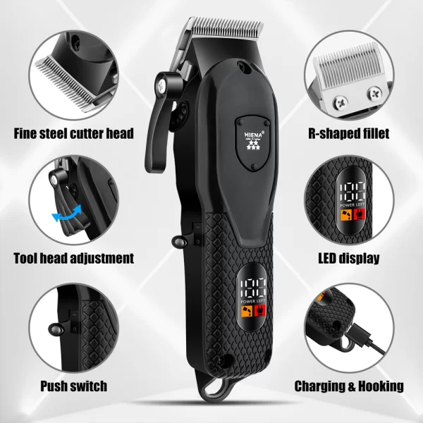 HIENA hair clipper Shaver Professional electric scissors push Barber shop hair trimmers Hair cutting machine trimmer for men - Imagem 2