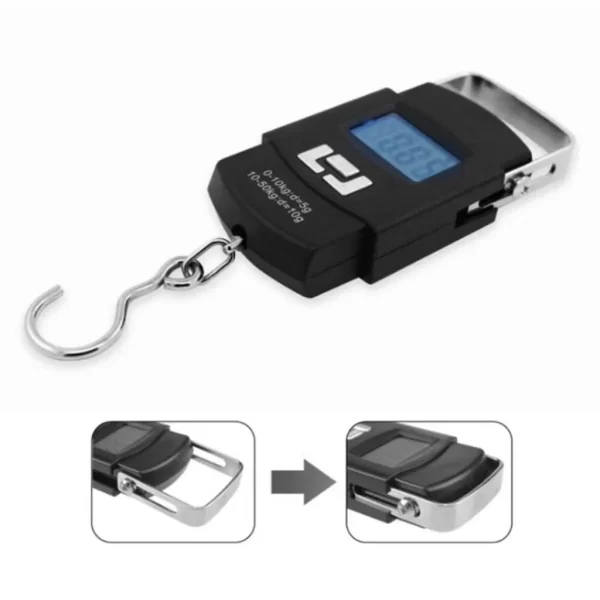 ALFA Balança Digital de Mão Portátil Bolsa Mala Peixe Até 50kg Cozinha - Imagem 4