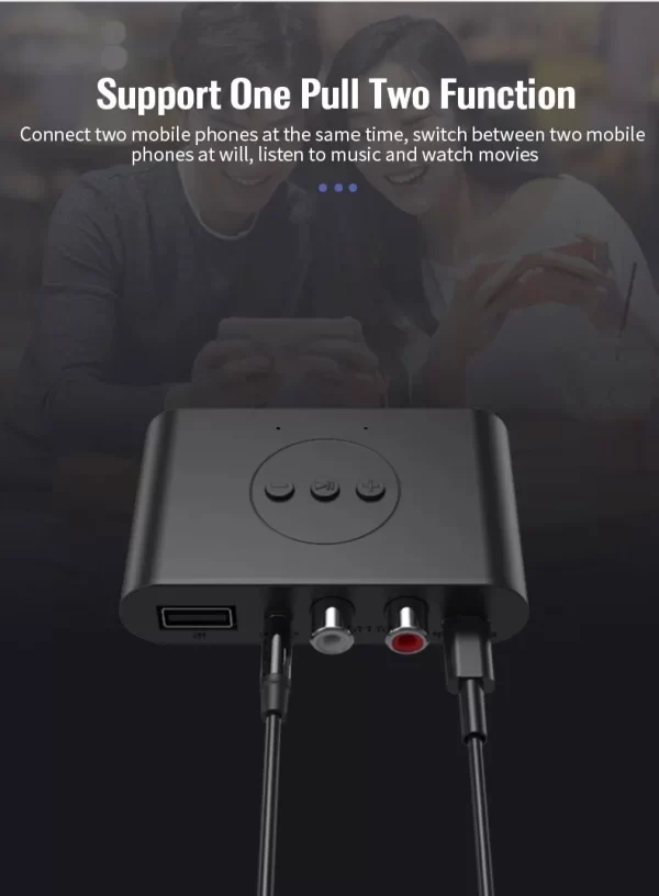 Bluetooth 5.0 Audio Receiver U Disk RCA 3.5mm 3.5 AUX Jack Stereo Music Wireless Adapter with Mic For Car Kit Speaker Amplifier - Imagem 4