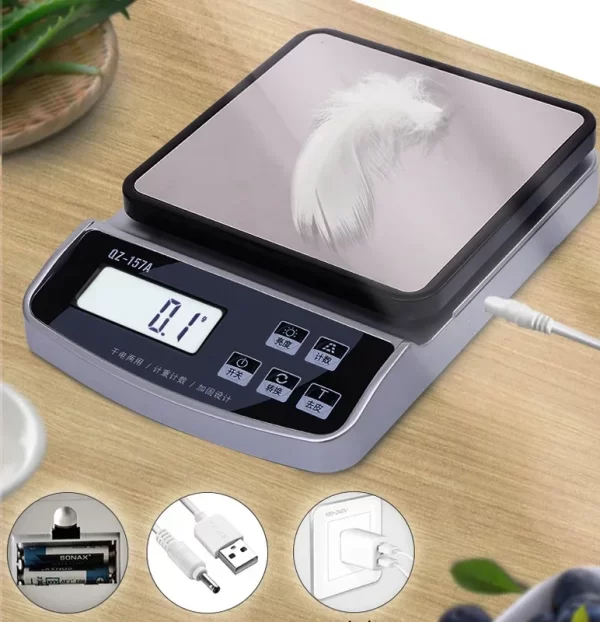 QZ-157A Electronic Scale USB Charge Precision Kitchen Balance Food Scale Household Coffee Scale Smart Digital Baking - Imagem 2