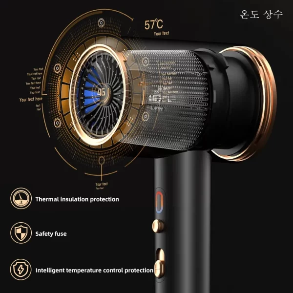 New High-Speed Hair Dryer 2400W High-Power Negative Ion Ultra Silent Recommended Professional Hair Dryer For Home Hair Salons - Imagem 6