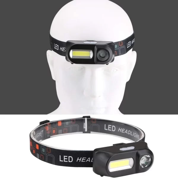 Portable Mini XPE+COB LED Headlamp USB Rechargeable Use 18650 Battery Head Lamp Camping Fishing Headlight Flashlight Torch - Imagem 6