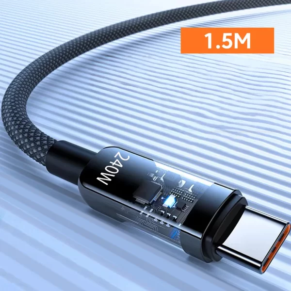 240W QC3.0 USB to Type C Fast Charging Cable Super Fast Charger Cable LED Phone Charger Data Cordfor Samsung Xiaomi Huawei OPPO - Imagem 8