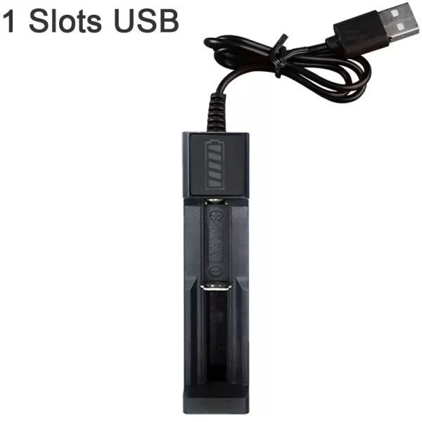 18650 Battery Charger Black 1 2 4 Slots AC 110V 220V Dual For 18650 Charging 3.7V Rechargeable Lithium Battery Charger - Imagem 7