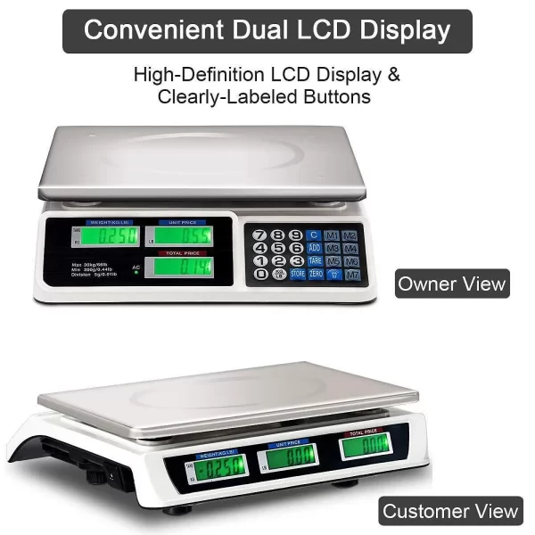Digital Scale Price Computing Scale LCD Display Commercial Food Counting Weighing Scale for Retail Outlets Deli Farmers Market