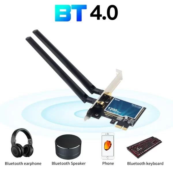 FENVI 1200Mbps Wireless WiFi Card PCIE Adapter FV-AC1200 Dual Band 2.4Ghz/5Ghz 802.11AC For Bluetooth4.0 WiFi Adapter Win7/10/11 - Imagem 3