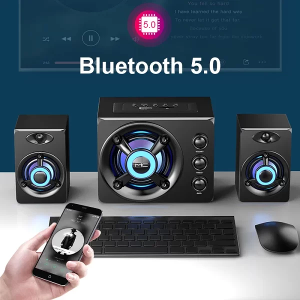 HIFI 3D Stereo Speakers Colorful LED Heavy Light AUX USB Wired Wireless Bluetooth Audio Home Theater Surround Sound Bar TV - Imagem 5