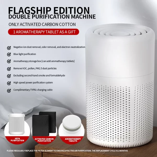 Air Purifier H13 True HEPA Filter 2-in-1 Deodorizing Air Cleaner for Home Allergies and Pets Hair,Smokers in Bedroom - Imagem 8