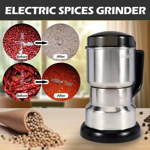 400W 304 Stainless Electric Grinder Eight Page Blade Electric Fast Grinding Multifunction Smash Machine Rice Beans Home Blender - Imagem 4