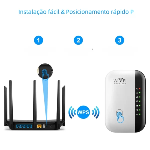 Wireless WiFi Repeater 300Mbps WiFi Extender Amplifier Booster Router 802.11N WPS Long Range 7 Status Light WiFi Repeater for PC - Imagem 3