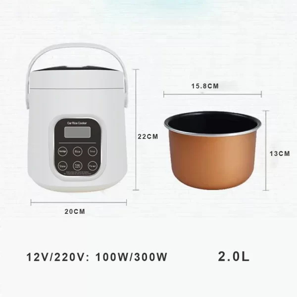 Portable Car Rice Cooker 2L Electric Truck Multi-Cooker Soup Porridge Cooking Food Steamer Electric Lunch Box 12V or 24V - Imagem 7