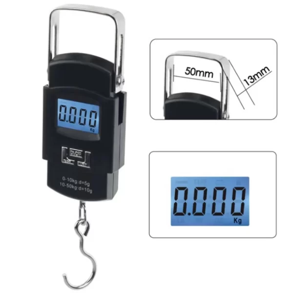 ALFA Balança Digital de Mão Portátil Bolsa Mala Peixe Até 50kg Cozinha - Imagem 3