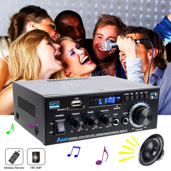 Woopker AK45 HiFi Digital Amplifier Max Power 90Wx2 Channel 2.0 Bluetooth Surround Sound AMP Speaker for Home Car - Imagem 2