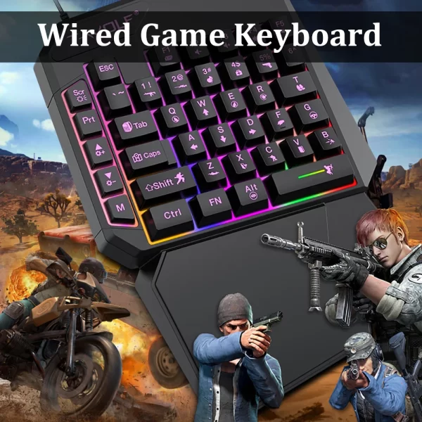 40Keys One-handed Keyboard Mini RGB Gaming Keyboard USB Ultra-slim Wired Backlight Keyboard Ergonomic Keyboard for PC Laptop - Imagem 3