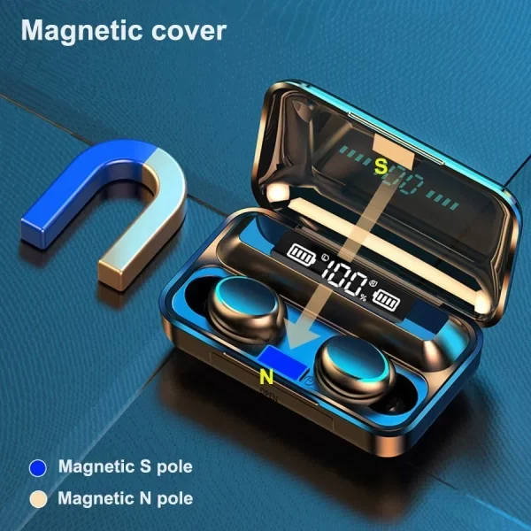 New F9 Bluetooth Headphones 9D Stereo High Bass Sport Earphones Handfree Touch Control Tws Wireless Earbuds Waterproof Headset - Imagem 2