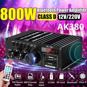 AK380/G8/AK370/AK270/AK170 800W 12V Home Car Hifi Power Amplifier Stereo BASS Audio Amp Speaker Class D Car Home Sound Power Amp