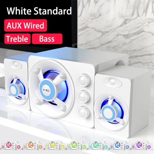 HIFI 3D Stereo Speakers Colorful LED Heavy Light AUX USB Wired Wireless Bluetooth Audio Home Theater Surround Sound Bar TV - Imagem 7