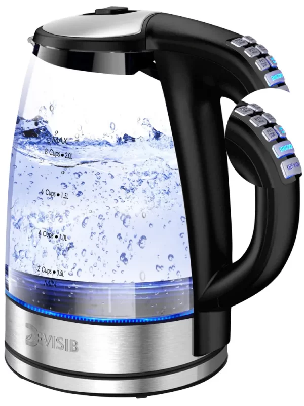 DEVISIB 2.0L Electric Glass Kettle 2200W with Temperature Control 4-Hour Keep Warm Auto-Off Boil-Dry Protection for Coffee & Tea - Imagem 7