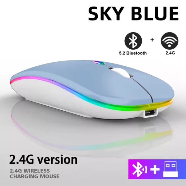 Wireless Mouse RGB Rechargeable Bluetooth Mouse 2.4G Silent Mause Ergonomic Mini Mouse USB Optical Mice For PC laptop Computer - Imagem 25