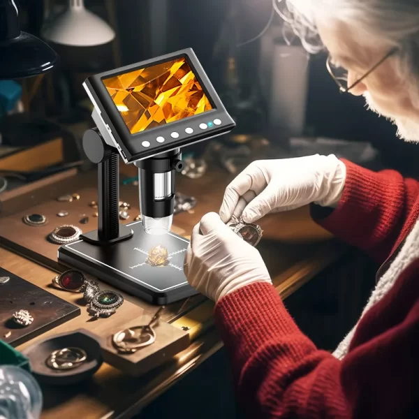 Hayve 4.3'' Digital Microscope 1600X USB Microscope 1080p Soldering Microscope with 8 LEDs Compatible with Windows/Mac OS (DM7) - Imagem 6