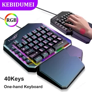 40Keys One-handed Keyboard Mini RGB Gaming Keyboard USB Ultra-slim Wired Backlight Keyboard Ergonomic Keyboard for PC Laptop