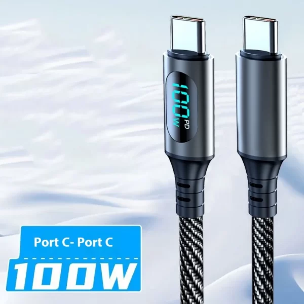 120W Type C Fast Charging Cable 6A USBA to Type C Nylon Data Cord for Xiaomi POCO Samsung With Led Digital Display USB C Cable - Imagem 8
