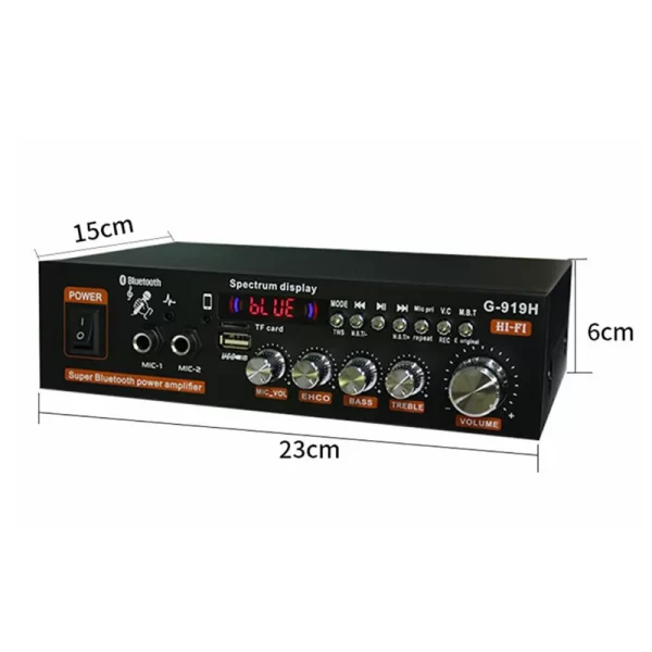 1000W G-919H Home Power Amplifier HIFI Bluetooth 5.0 Audio AMP Audio Amplificador Subwoofer Speakers 220V/110V FM USB Amplifiers - Imagem 6