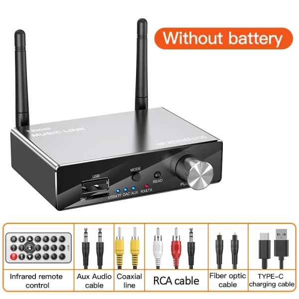 Bluetooth Transmitter Receiver BT5.3 Stereo Low Latency AUX 3.5mm Optical Wireless Music Audio Adapter Remote Control For TV PC - Imagem 9