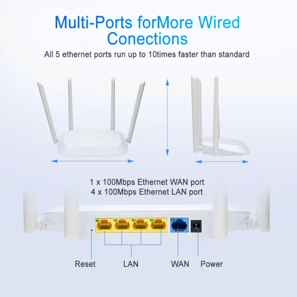 Wireless WiFi Router 1200Mbps Dual Band 2.4GHz 5GHz Wifi Repeater 4*6dBi Antennas Signal Amplifier Wider Coverage Wi-Fi Extender - Imagem 4