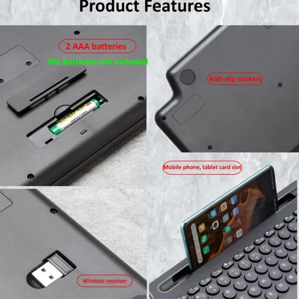 Wireless 2.4G Bluetooth Keyboard Intelligent Touchpad Keyboard Card Slot Numeric Gamer Keypad for Android IOS Windows Laptop PC - Imagem 6