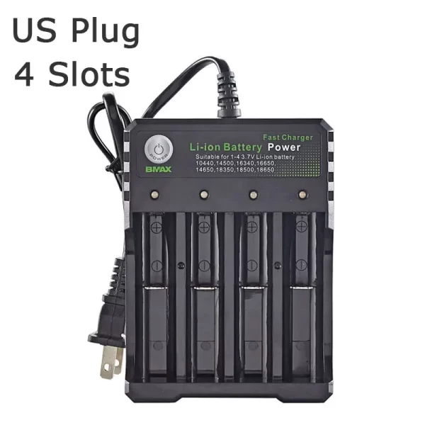 18650 Battery Charger Black 1 2 4 Slots AC 110V 220V Dual For 18650 Charging 3.7V Rechargeable Lithium Battery Charger - Imagem 10