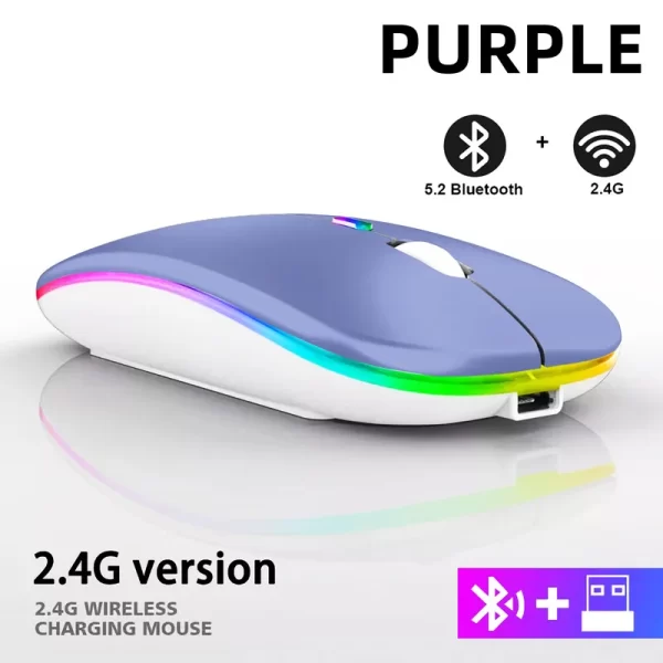 Wireless Mouse RGB Rechargeable Bluetooth Mouse 2.4G Silent Mause Ergonomic Mini Mouse USB Optical Mice For PC laptop Computer - Imagem 27
