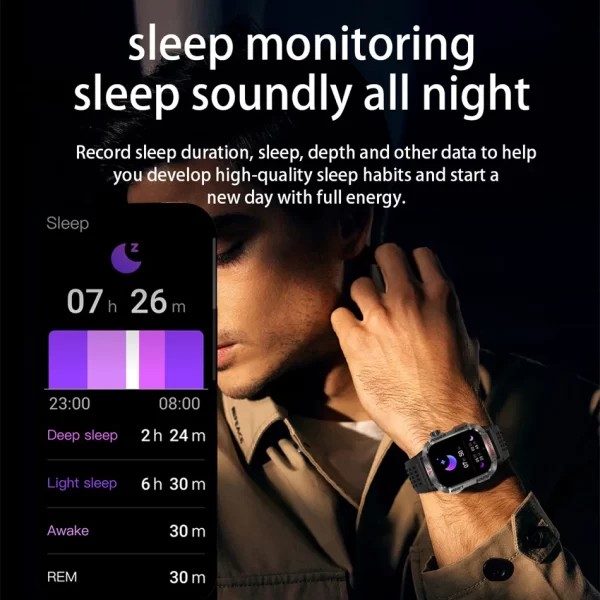 New For Huawei Xiaomi Military GPS Smart Watch Men Flashlight Compass Waterproof Outdoor Sport Tracker Bluetooth Call Smartwatch - Imagem 5