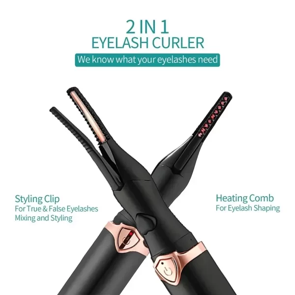 Electric Heated Eyelash Curler USB Rechargeable Eyelashes Quick Lasting Curling Comb&Clip Dual Use Makeup Eyelash Curler - Imagem 6