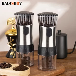 Moedor de café elétrico com rebarbas ajustáveis, moedor cônico de grãos de café com carregamento USB, moedor de grãos de café em cerâmica