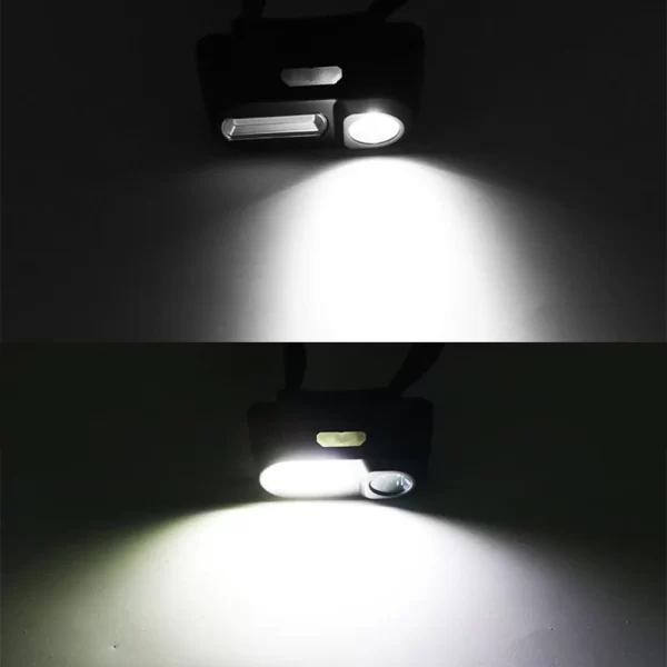 Portable Mini XPE+COB LED Headlamp USB Rechargeable Use 18650 Battery Head Lamp Camping Fishing Headlight Flashlight Torch - Imagem 4