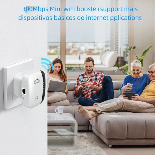Wireless WiFi Repeater 300Mbps WiFi Extender Amplifier Booster Router 802.11N WPS Long Range 7 Status Light WiFi Repeater for PC - Imagem 6