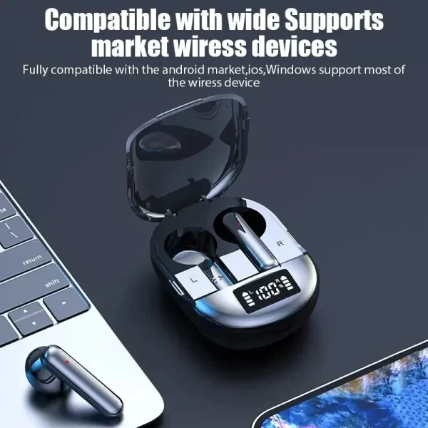 Fones de ouvido intra-auriculares Bluetooth sem fio K40 TWS com tela digital e estéreo de baixa latência para entretenimento e jogos - Imagem 6