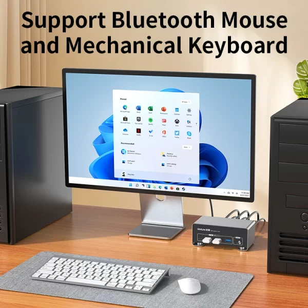 Unnlink 4K 240Hz HDMI + DP Dual Monitor KVM Switch 2 Monitor 2 Computer 8K 60Hz with USB 3.0 for Win/Mac PC Share Mouse Keyboard - Imagem 2