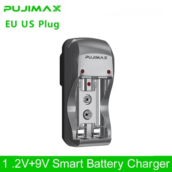 PUJIMAX 4 Slots Smart 9v Battery Charger Aaa AA NiMH NiCd Battery Adapter 1.2v AA AAA Rechargeable Battery 9v Charger for 2A 3A - Imagem 2