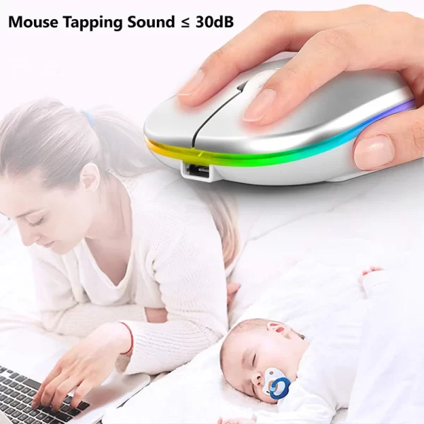 Wireless Mouse RGB Rechargeable Bluetooth Mouse 2.4G Silent Mause Ergonomic Mini Mouse USB Optical Mice For PC laptop Computer - Imagem 3